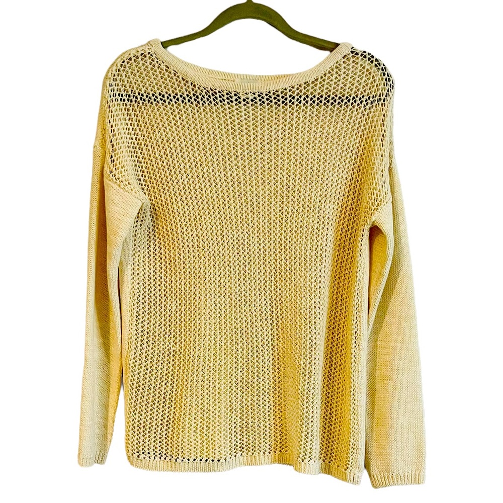 Sundance Cream Open Weave Front Pullover Sweater - image 1